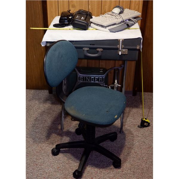 Lot of Office Items: Paper Shredder, Chair, Keyboards, Mouse, Corded Phone