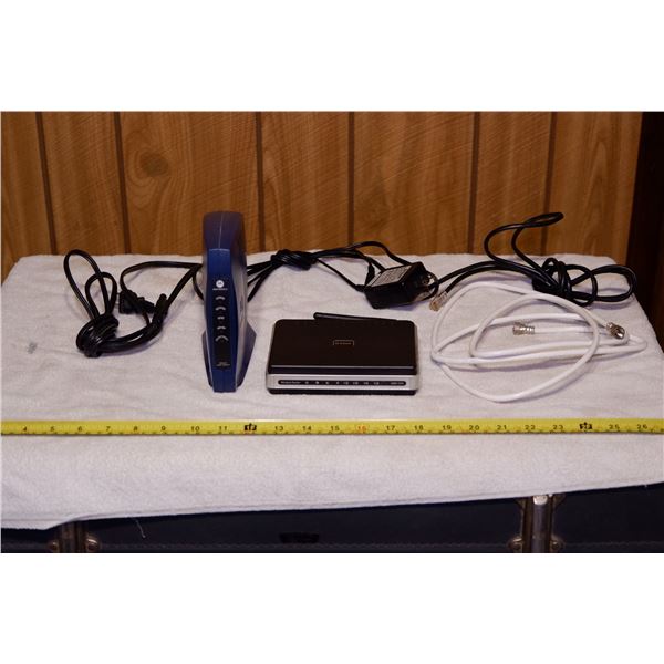 Dlink Wireless Router, Motorola Modem, Coaxial Cable
