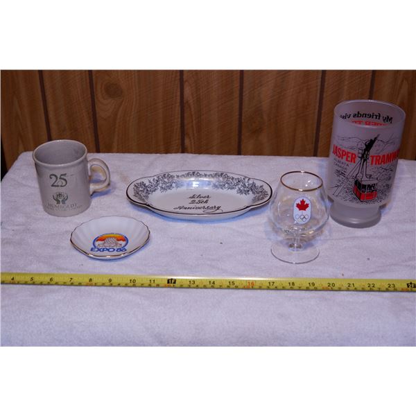 Lot of Dishware: 76 Olympic Glass, Expo 86 Dish, etc.