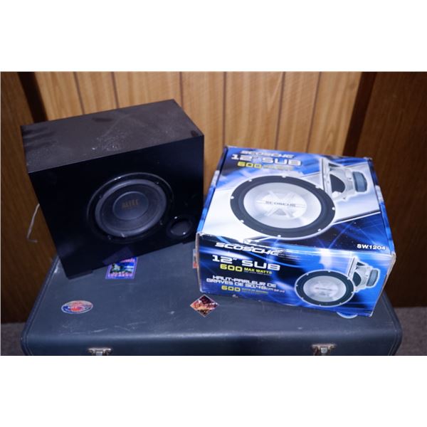 Brand New 12" 600 Watt Scosche Subwoofer + Small Subwoofer