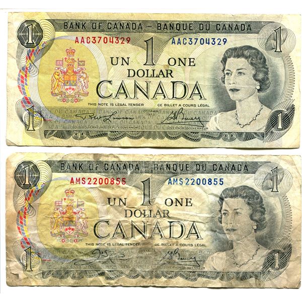 2 1973 one dollar bills