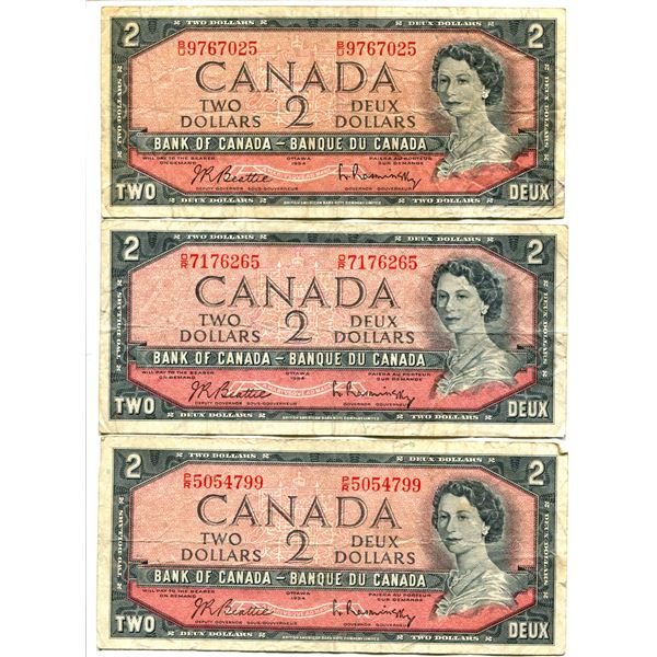 3 1954 two dollar bills