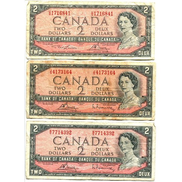 3 1954 two dollar bills
