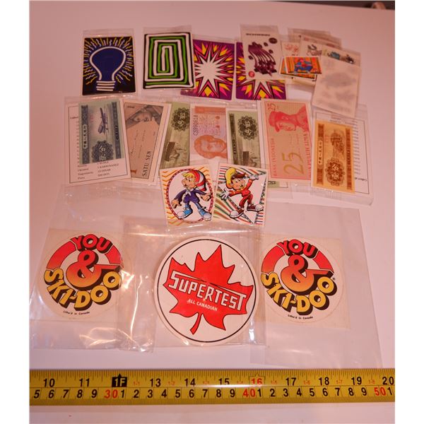 Vintage Supertest Oil & Ski Doo Stickers, + Misc. Cereal Box Prizes