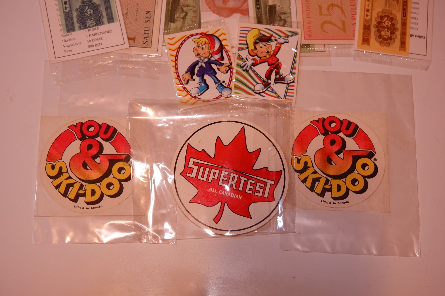 Super Test Sticker Vintage Supertest Oil & Ski Doo Stickers, + Misc. Cereal Box Prizes ...