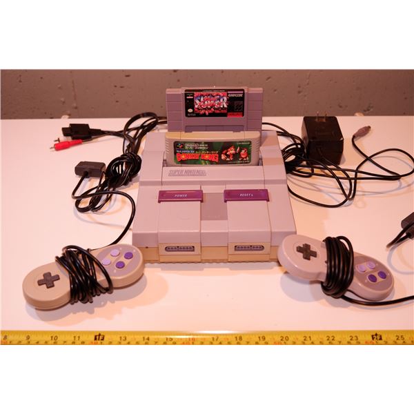 Super Nintendo Lot: 2 Controllers, 2 Games, Modified To play Japanese Carts