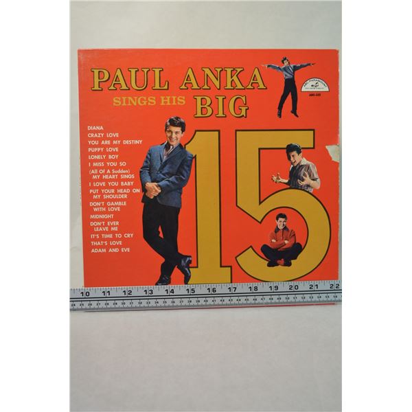 Vintage Paul Anka LP 'Sings His Big 15 hits'