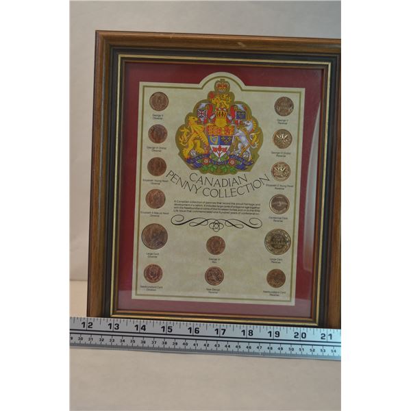 Vintage Canadian Penny Collection- Framed