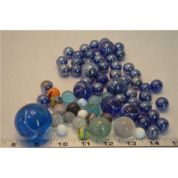 64 Marbles-1-11/2",7- 1" & 56-small ones