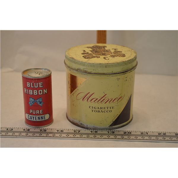 Matinee Cigarette Tobacco can & Blue Ribbon Cayenne- 1 1/2 oz