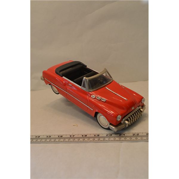 Vintage Red Convertible metal car -chrome like trim