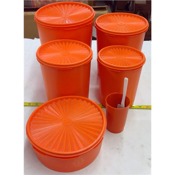 Vintage Orange Tupperware Nesting Cannister Set
