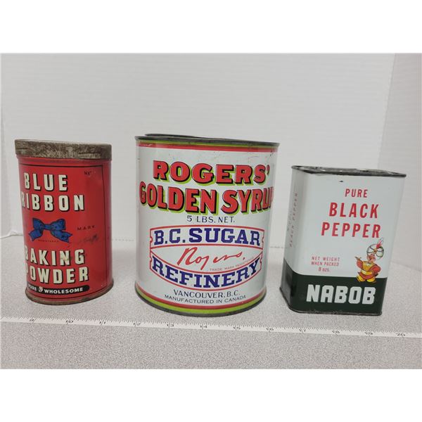 Tins - Rogers Golden Syrup, Nabob black pepper, Blue Ribbon baking ...