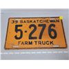 Image 2 : Saskatchewan 1939 plate - Farm truck - 5-276