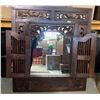 Image 2 : Hand Carved Mahogany Window Mirror 35x31 Inch