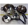 Image 1 : Set of Pots & Pans - Dutch Oven w Lid, 2 Sauce Pans, 2 Small Pots w Lids