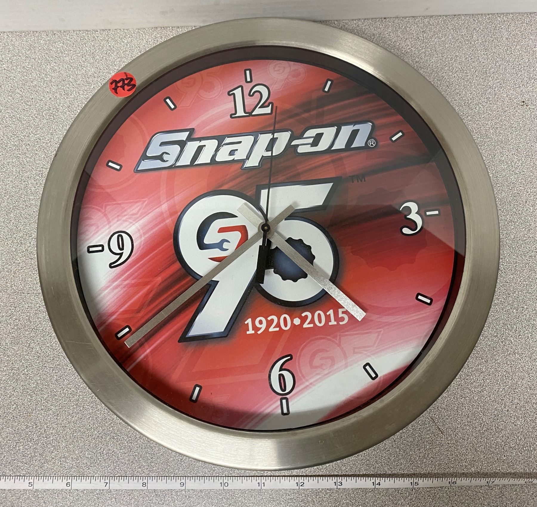 Snap On clock, working. 12" wide Schmalz Auctions