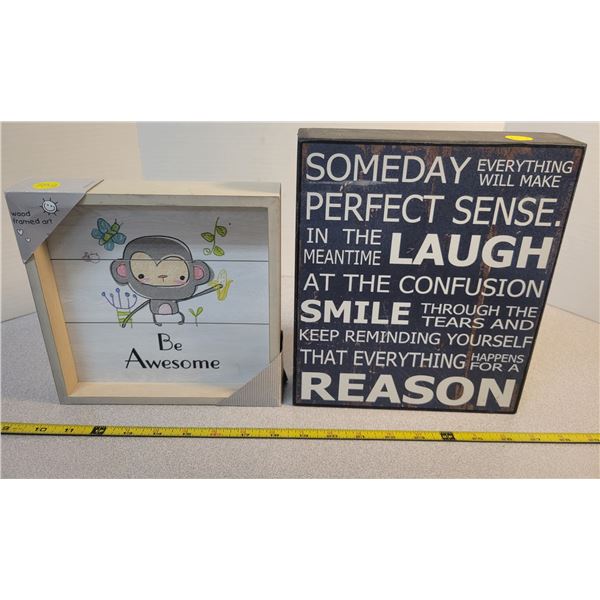 2 wooden decorative signs