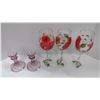 Image 1 : 3 Hand Painted Wine Glasses and 2 Candle Holders