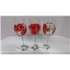 Image 3 : 3 Hand Painted Wine Glasses and 2 Candle Holders