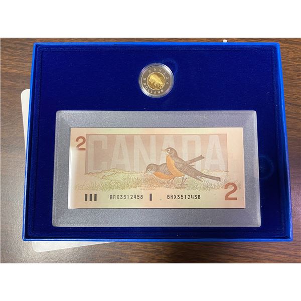 1996 Canadian $2 proof coin and bank note set