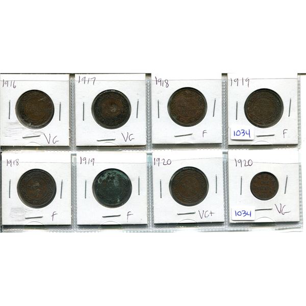 8 LARGE ONE CENT 1916-1920