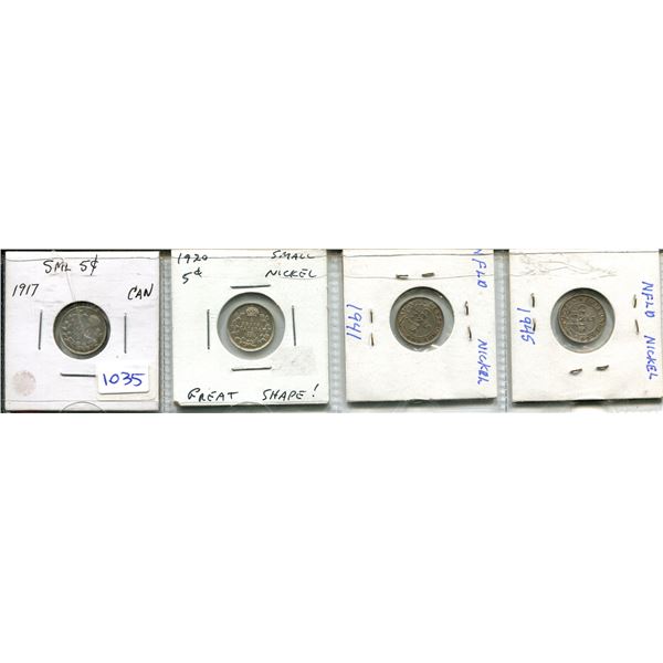 1917, 20, 41, 45 5 CENTS (2-CANADA, 2 NEWFOUNDLAND)