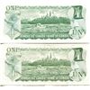 Image 2 : 2 1973 CANADA ONE DOLLAR BILLS