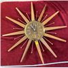 Image 1 : Mid Century Teak And Brass Starburst Clock