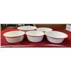 Image 1 : Set Of 5 Red And White Enamelware