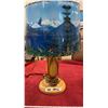 Image 1 : Vintage Turned Wood Table Lamp W/ Scenic Shade