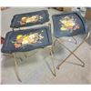 Image 1 : 3 Black flower pattern TV trays