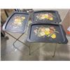 Image 4 : 3 Black flower pattern TV trays