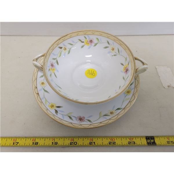 Nippon Japan 1891-1921 saucer and cup, flowered rim