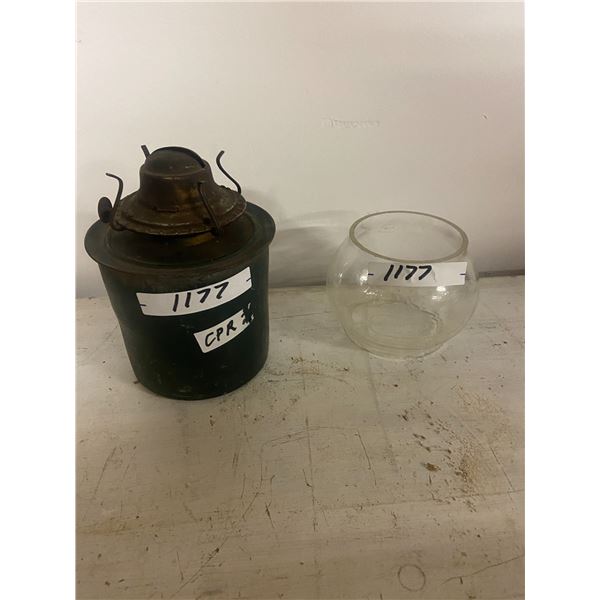 metal CPR lamp & CPR stamped globe
