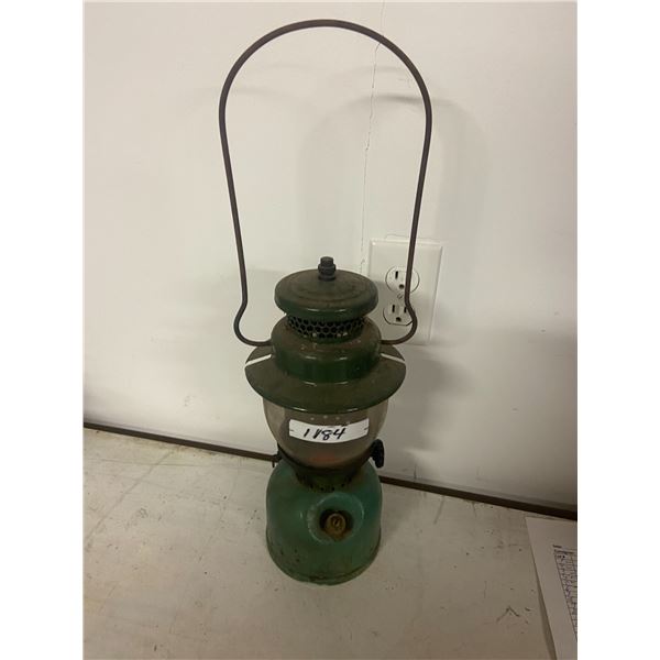 Coleman lamp w/ mismatch top 1947 base, sunshine of the night globe