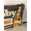 Image 4 : stubby orange tin sign 20x27" as is barn find