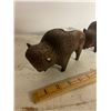 Image 2 : 2 wooden carved buffalo cow & bull -bull has chip on horn
