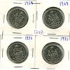 Image 1 : 4 Canada 50¢ fifty cent coins - 1968, 1969, 1970, 1971