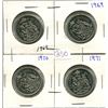 Image 1 : 4 Canada 50¢ fifty cent coins - 1968, 1969, 1970, 1971