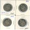 Image 1 : 4 Canada 50¢ fifty cent coins - 1969, 1971, 1972, 1973