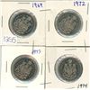 Image 1 : 4 Canada 50¢ fifty cent coins - 1969, 1972, 1973, 1974