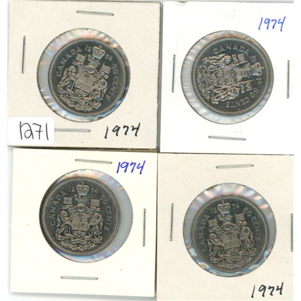 (4) Canadian 50 Cent Coins 1974