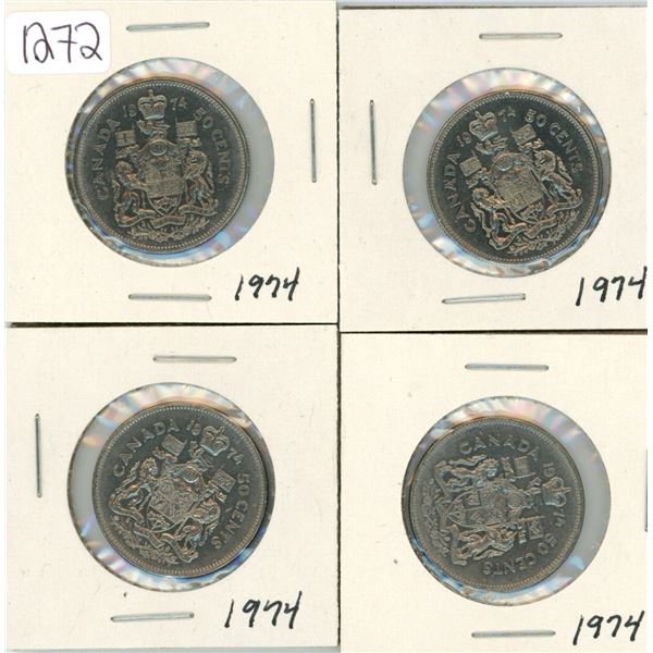 (4) Canadian 50 Cent Coins 1974