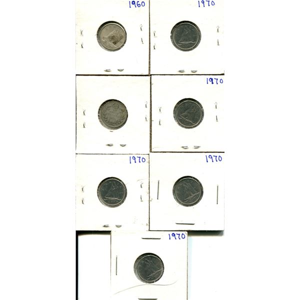 (7) Canadian Dimes 1960 + 1970