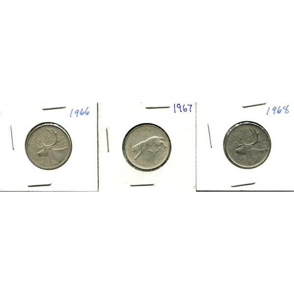 (3) Canadian Quarters 1966-1968
