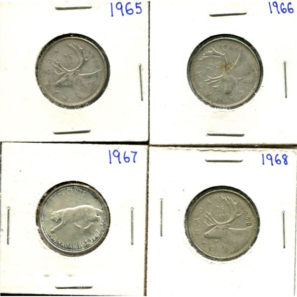 (4) Canadian Quarters 1965-1968