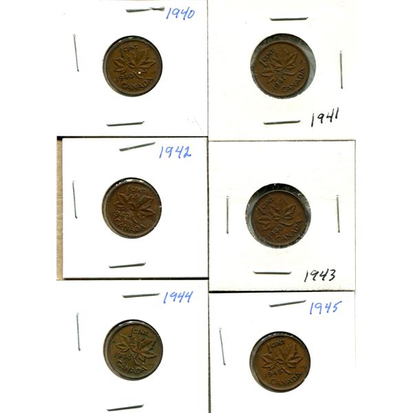 (6) Canadian Quarters 1940-1945