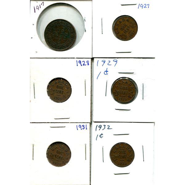 (6) Canadian Pennies 1917
