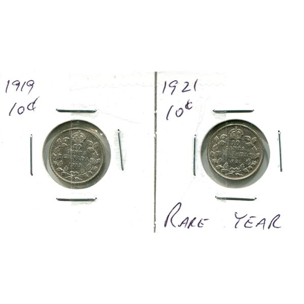 (2) Canadian Dimes 1919 - 1921